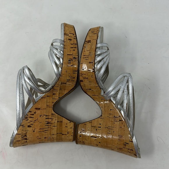 Dior Metallic Silver Wedge Platform Slide Sandals Size 39 - Picture 8 of 15